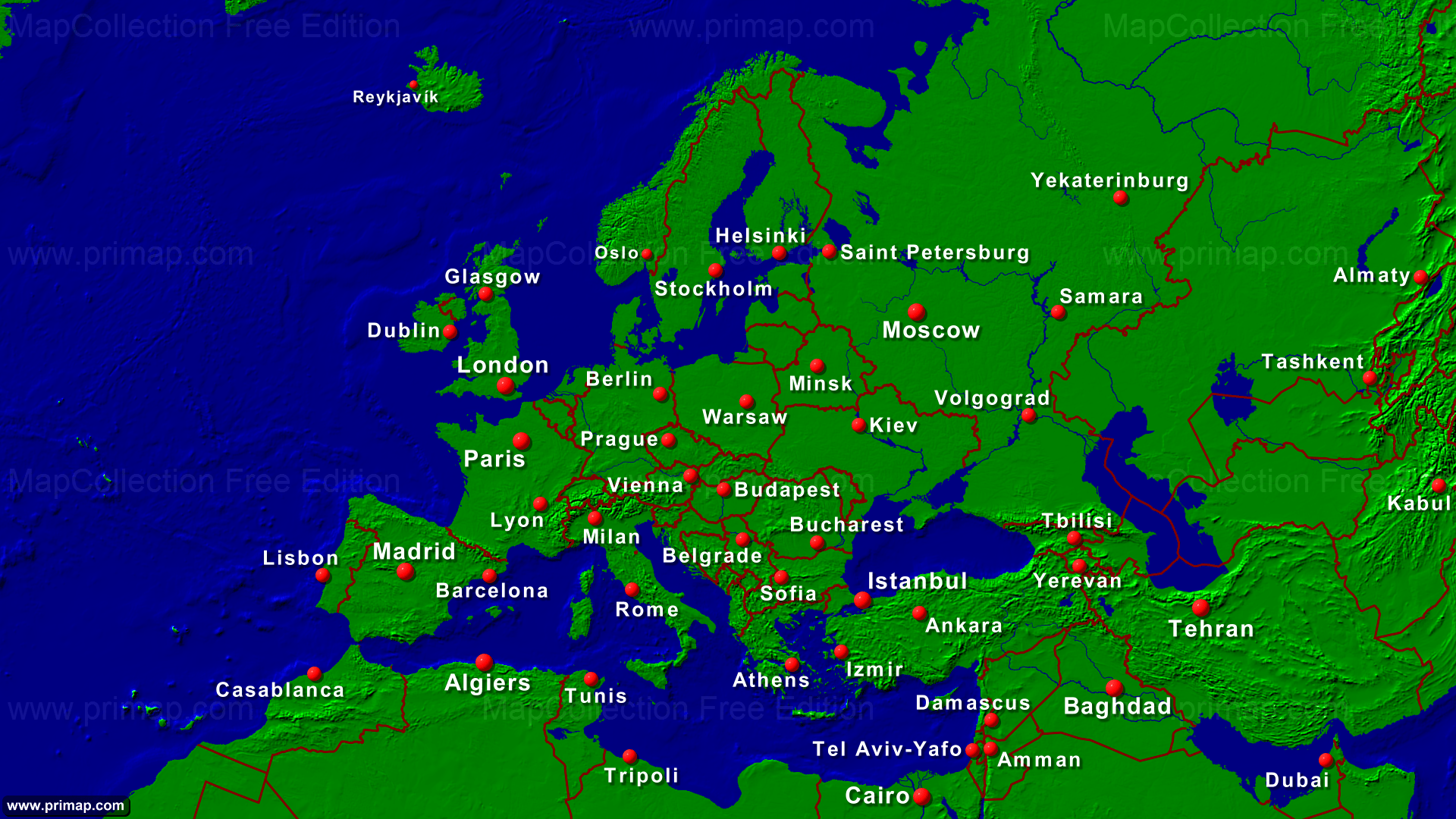 1080 Map Of Europe primap Continental maps